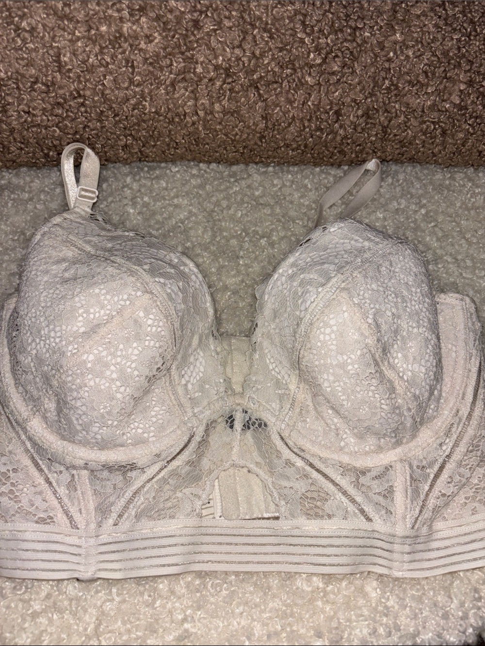 Victoria's Secret Lace Longline Bra - Light Cream